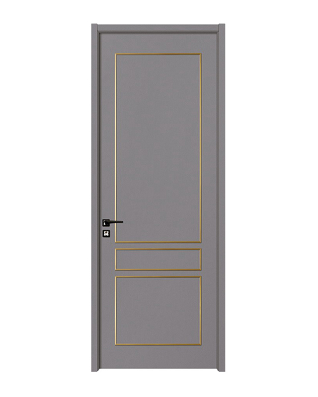 KQ-2123 Opulent Gray Lacquered Wooden Door - Brushed Gold Detailing