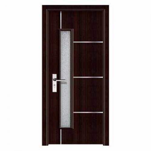 Single MDF PVC Glass Interior Door Design with aluminum lines